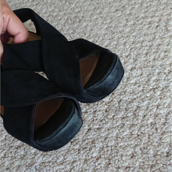 Diane von Furstenburg Platform Black Suede Strappy Slingback size 6.5 - Picture 6 of 12